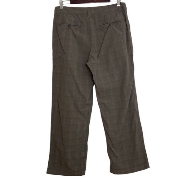 Lululemon Pants Mens 33 x 28 Brown Gray Plaid Stretch Chino Straight Wide Leg - Picture 2 of 15